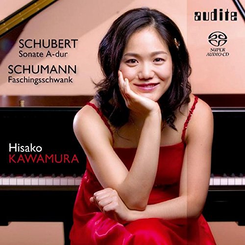 CD cover featuring pianist Hisako Kawamura with piano and text.