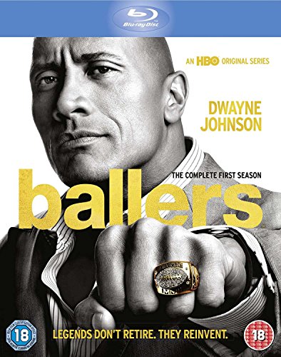 Ballers" Season 1 Blu-ray cover featuring Dwayne Johnson and a championship ring.