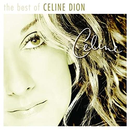 Close-up portrait of Celine Dion with sepia tones and the text Celine.