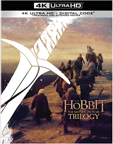 The Hobbit trilogy Blu-ray cover with characters walking toward a mountain.