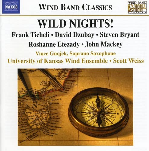 CD cover for "Wild Nights" by University of Kansas Wind Ensemble, featuring a compass.