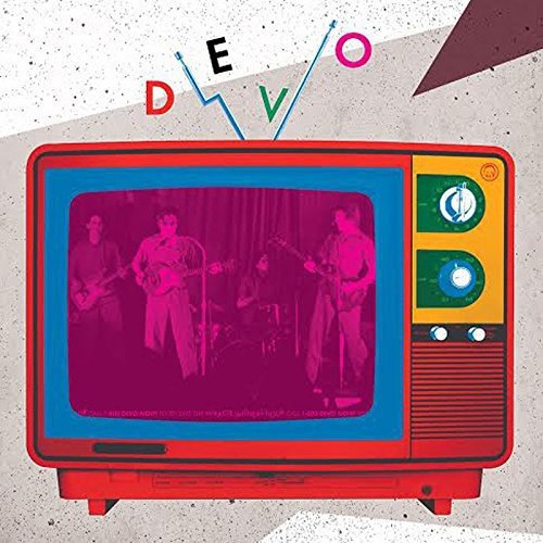 DEVO album cover featuring a red television with band members inside.