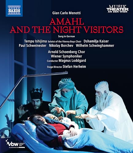 Blu-ray cover for "Amahl And The Night Visitors" opera featuring costumed figures.