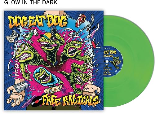 Green vinyl record with cartoon alligator cover art, glows in the dark.