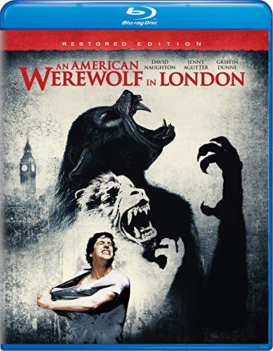 Blu-ray cover for "An American Werewolf in London" featuring a transforming werewolf.