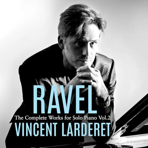 Black and white portrait of Vincent Larderet with “Ravel” text overlay.