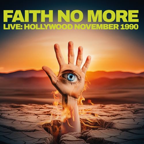 Faith No More album cover: eye in a hand against a sunset.