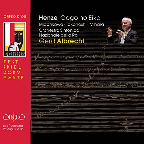 CD cover for Henze’s “Gogo no Eiko” featuring a conductor and sheet music.