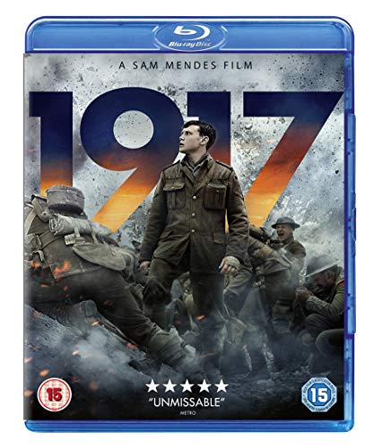 1917" Blu-ray cover featuring soldiers in a war-torn landscape.