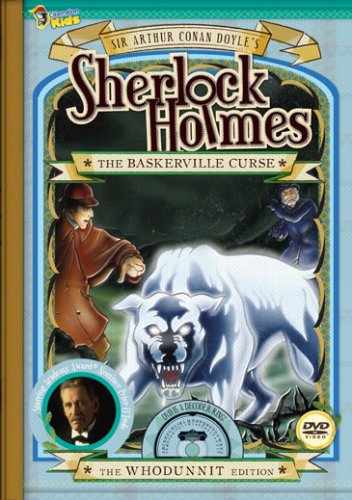 DVD cover art for Sherlock Holmes: The Baskerville Curse featuring a glowing white hound.