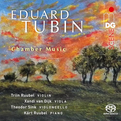 CD cover: Painterly landscape with text naming Eduard Tubin’s chamber music.