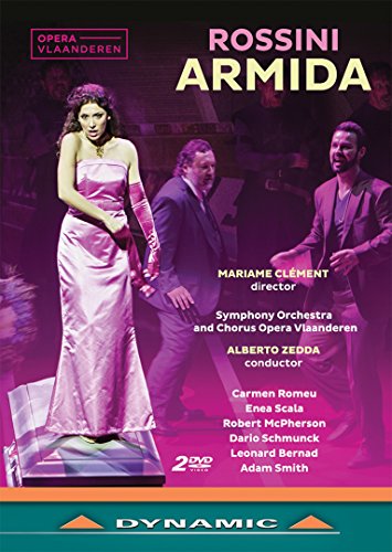 DVD cover for Rossini’s *Armida* opera featuring a singer in pink.