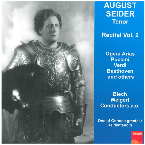 CD cover: portrait of tenor August Seider in ornate armor, text details.