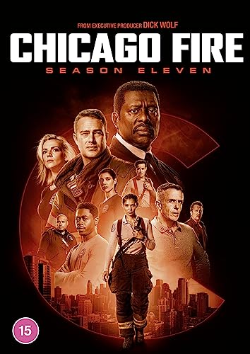 Chicago Fire Season 11 Blu-ray cover with cast and city skyline.