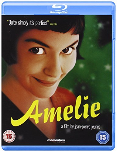 Amelie" Blu-ray cover featuring Audrey Tautou with a whimsical, colorful design.