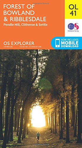 Forest of Bowland & Ribblesdale Map | Pendle Hill, Clitheroe & Settle | Ordnance Survey | OS Explorer Map OL41 | England | Walks | Hiking | Maps | Adventure