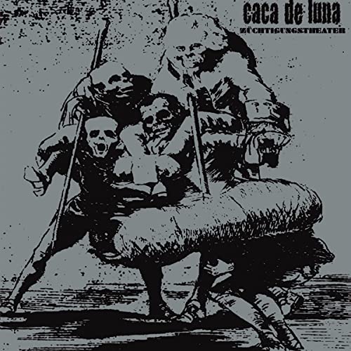 Black and white illustration of skeletal figures with animals, vinyl record cover.