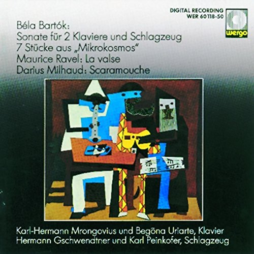 CD cover for Béla Bartók’s piano and percussion sonatas, abstract art.
