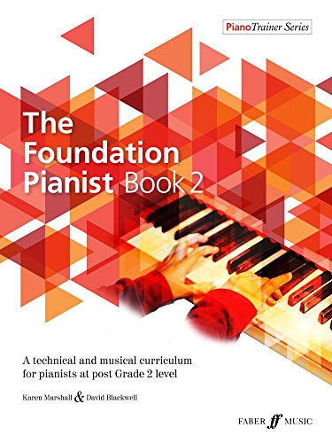 Piano book cover with red triangles, keyboard image, and title "The Foundation Pianist Book 2".