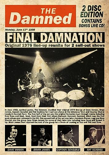 DVD cover for The Damned Final Damnation featuring a live concert photo and band members.