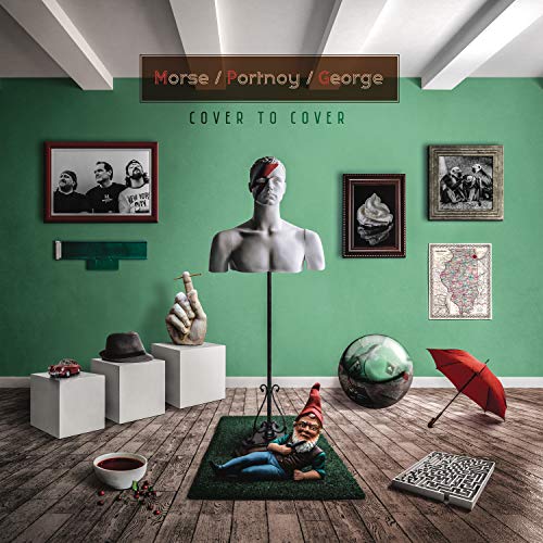 Album cover with a headless torso, artwork, and various small objects in a room.