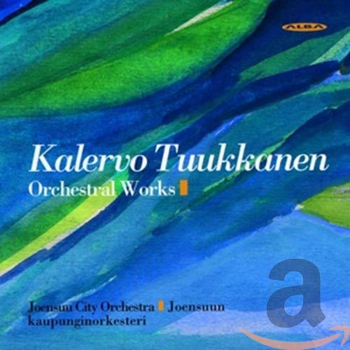 CD cover for Kalervo Tuukanen’s orchestral works with abstract green painting.