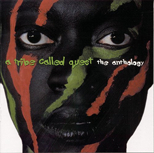 Close-up of a face with painted stripes, album cover for A Tribe Called Quest.