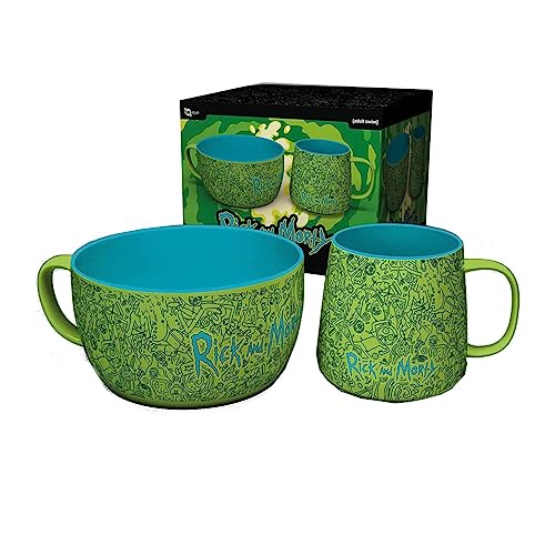 GB eye Rick & Morty Pattern Mug & Bowl Breakfast Set