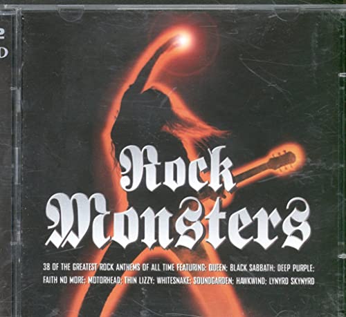 CD case for "Rock Monsters" compilation, featuring a silhouetted guitarist.