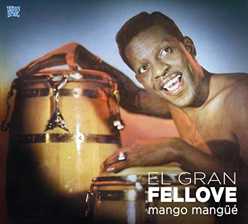 Album cover featuring a smiling man with conga drums, reddish background.
