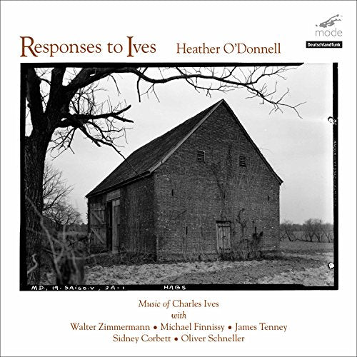 CD cover: black and white photo of a barn, text āResponses to Ivesā and artist name.