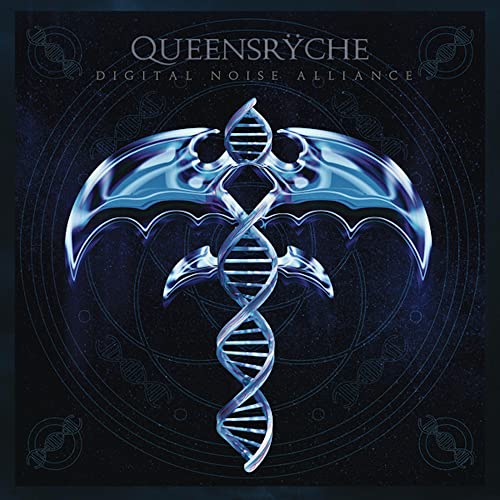 Queensryche album cover: blue DNA helix with wing-like shapes on black.