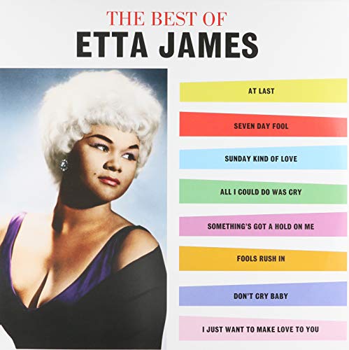 Etta James “The Best Of” vinyl record cover with portrait and tracklist.