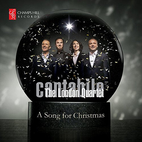 CD cover: Cantabile quartet inside a snow globe, Christmas theme.