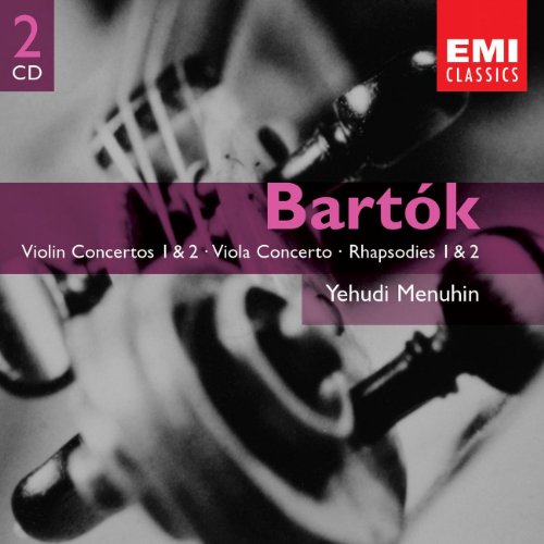 CD cover for Bartók concertos performed by Yehudi Menuhin, featuring violins.