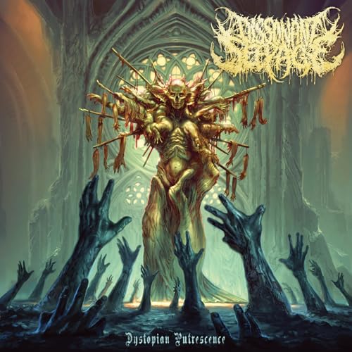 Dark fantasy album cover featuring a monstrous figure and grasping hands.