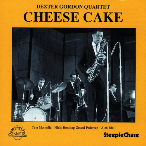 CD cover for Dexter Gordon Quartet’s “Cheese Cake” featuring a jazz band.