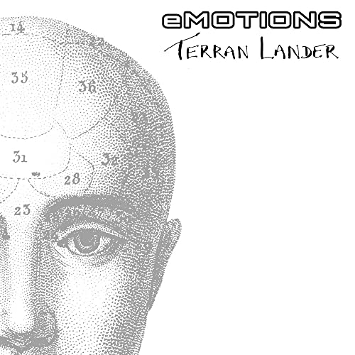 CD cover: halftone portrait of a face with text “Emotions Terran Lander”.