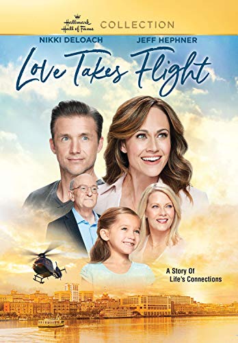 DVD cover for "Love Takes Flight" featuring a family and a helicopter.