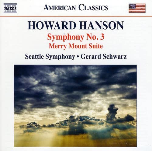 CD cover for Howard Hanson’s Symphony No.3, featuring stormy skies.