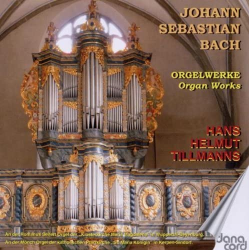 CD cover: ornate pipe organ in a church, text “Johann Sebastian Bach”.