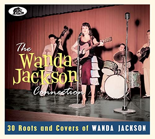Vintage photo of Wanda Jackson performing with a band, album cover art.