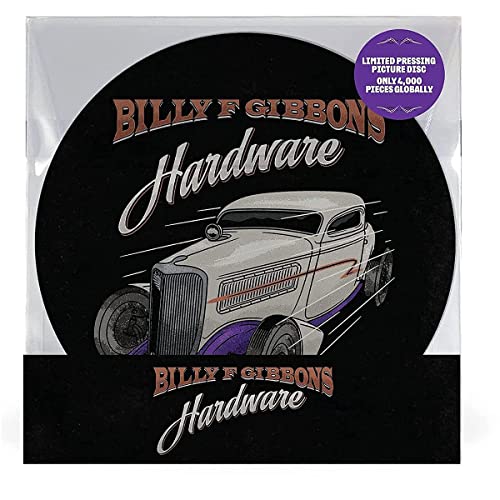 Billy F. Gibbons “Hardware” vinyl record featuring a vintage car illustration.