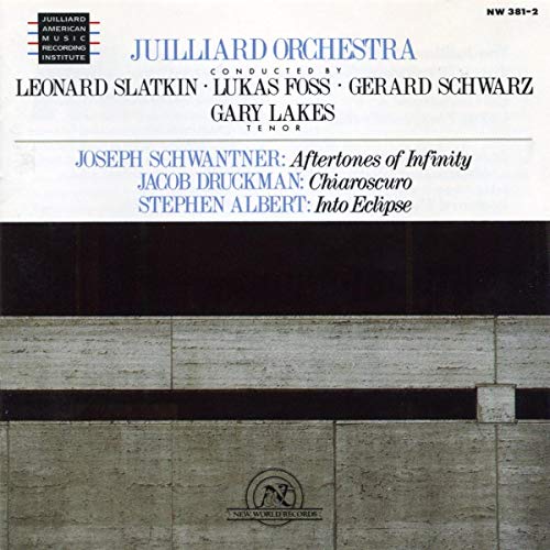 CD cover for Juilliard Orchestra performing Schwanter, Drukman, and Albert.