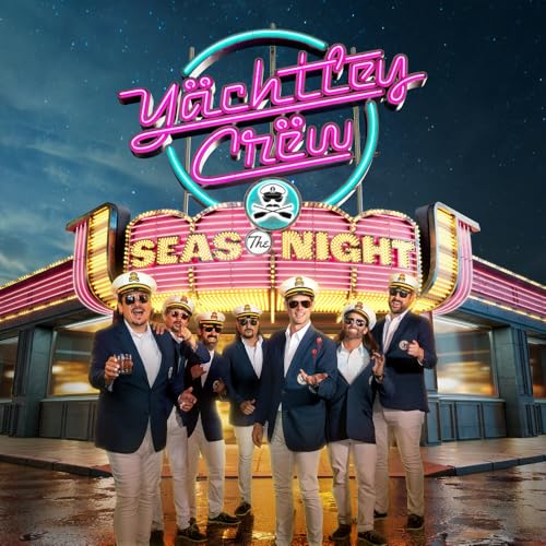 Yachtley Crew album cover featuring six men in nautical attire before a marquee.