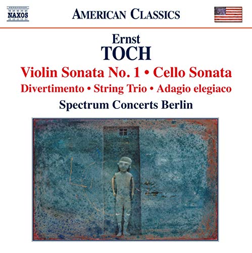 CD cover for Toch violin and cello sonatas, featuring abstract art.
