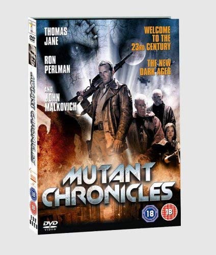 DVD cover for “Mutant Chronicles” featuring actors and a futuristic scene.