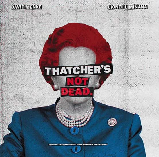 Album cover featuring Margaret Thatcher with text obscuring her face.
