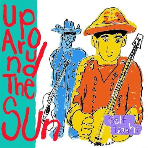 Album cover: two musicians with bass guitars, colorful hand-drawn style.