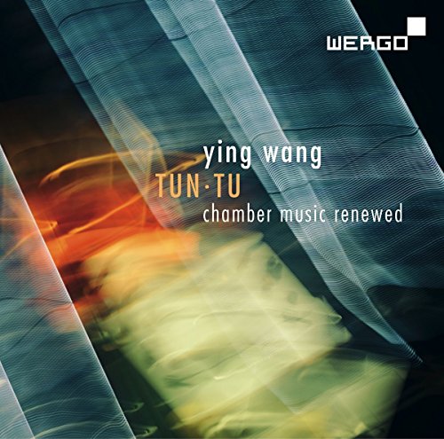 CD cover for Ying Wang's "Chamber Music Renewed" with abstract blue and orange swirls.